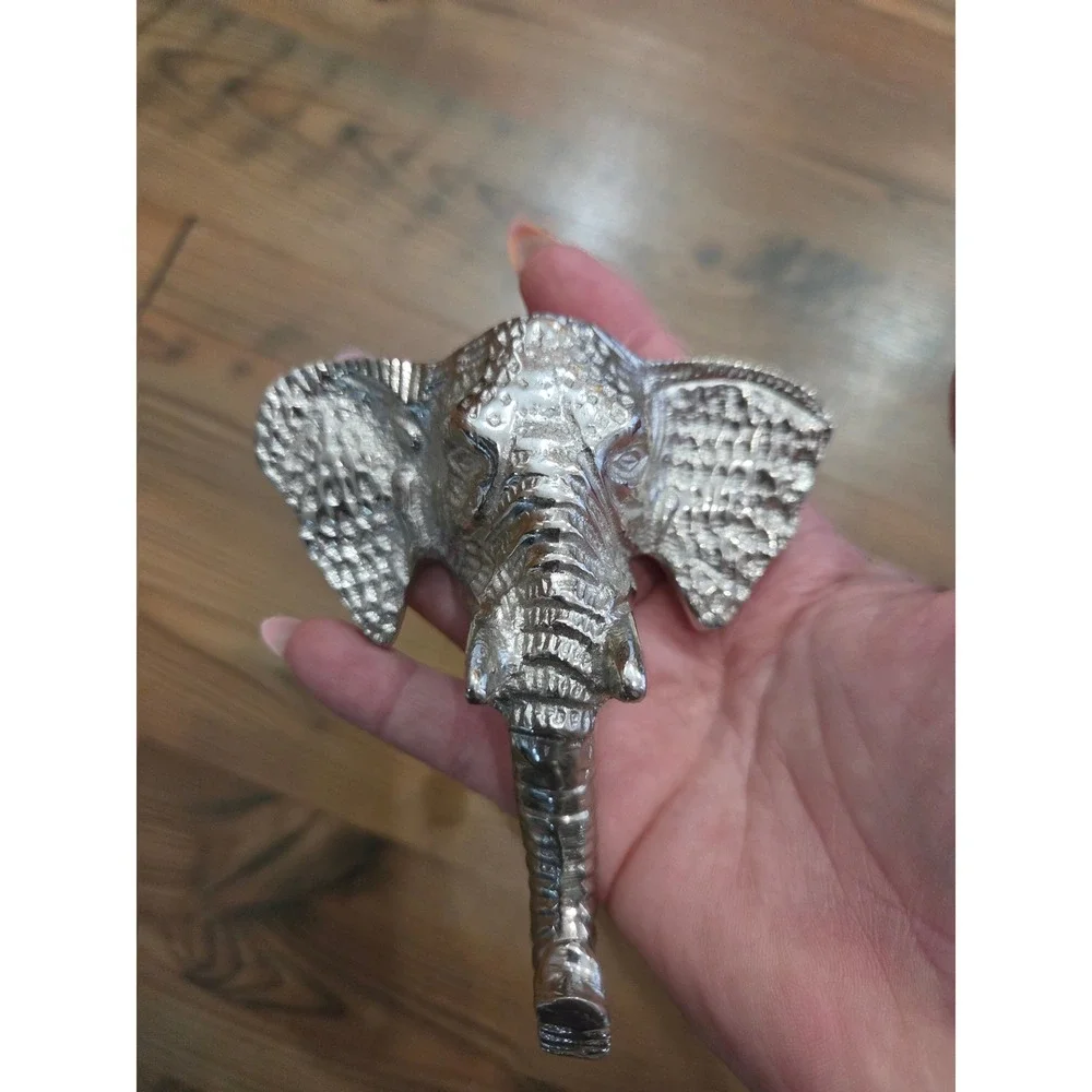 Silver Metal‎ Elephant Head Wall Hook Animal Decor Hanger Key Holder Minimalist